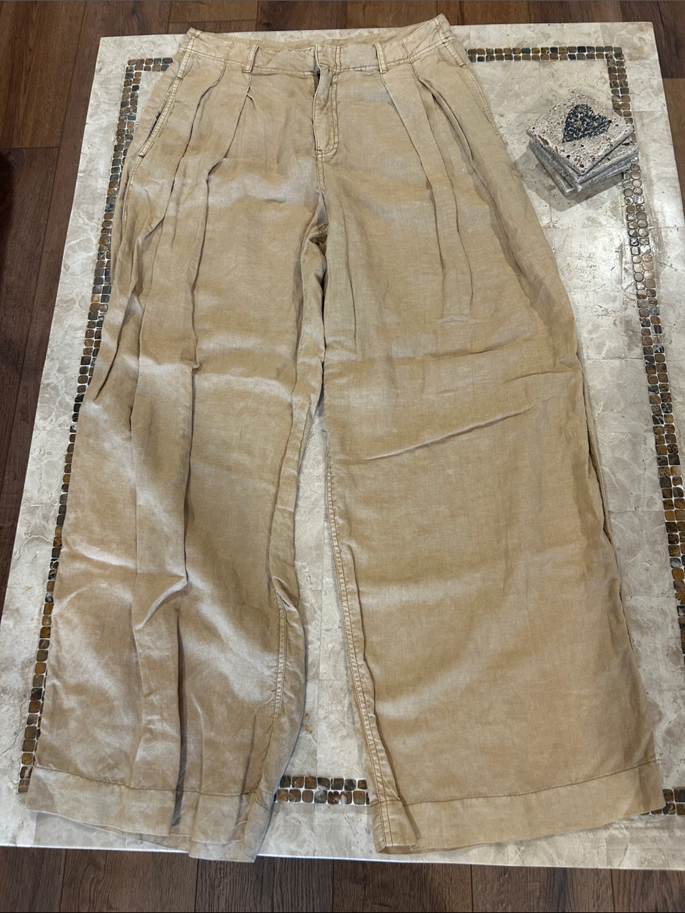 Free People High Rise, Wide Leg Trouser Pants Linen Blend Size 8 - Picture 2 of 11